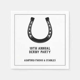 Elegant Classic Black White Horse Race Derby Servet