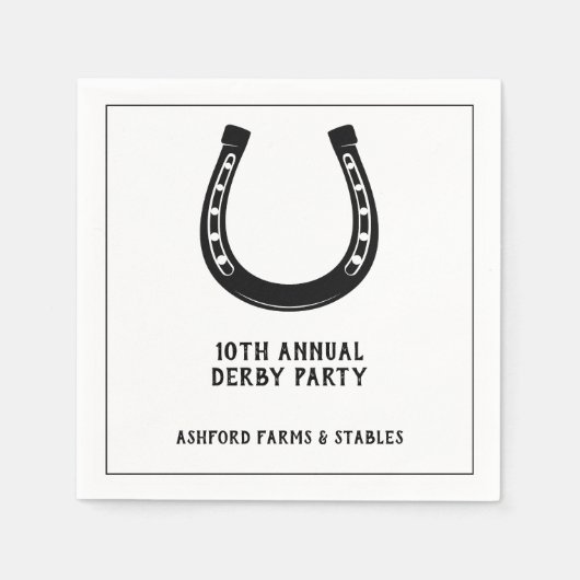 Elegant Classic Black White Horse Race Derby Servet (Voorkant)