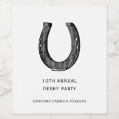 Elegant Classic Black White Horse Race Derby Wijn Etiket (Enkel label)