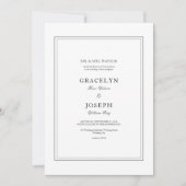 Elegant Classic Black & White Wedding Kaart (Voorkant)