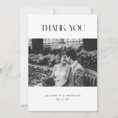 Elegant Classic Black & White Wedding Photo Bedankkaart (Voorkant)