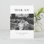Elegant Classic Black & White Wedding Photo Bedankkaart (Staand voorkant)