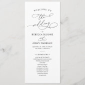 Elegant Classic Black & White Wedding Program Menu (Voorkant)