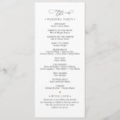 Elegant Classic Black & White Wedding Program Menu (Achterkant)