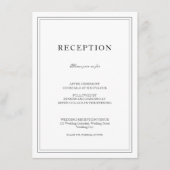 Elegant Classic Black & White Wedding Reception Informatiekaartje (Voorkant)