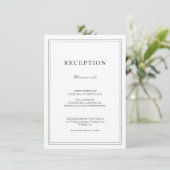 Elegant Classic Black & White Wedding Reception Informatiekaartje (Staand voorkant)