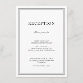 Elegant Classic Black & White Wedding Reception Informatiekaartje