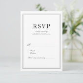 Elegant Classic Black & White Wedding RSVP Kaartje (Staand voorkant)