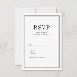 Elegant Classic Black & White Wedding RSVP Kaartje