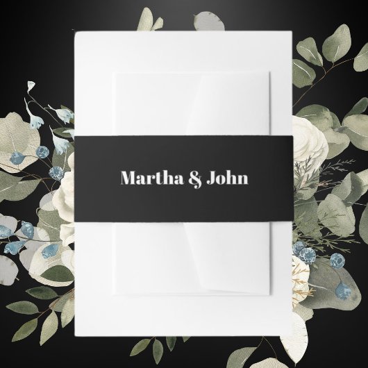 Elegant Classic Black & White Wedding Uitnodigingen Wikkel