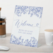 Elegant Classic  Blauw Bloemen Welkomstbord Reclamebord Met Voetstuk (Insitu)