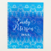 Elegant Classic Blue Damask Patroon Yarly Planner (Voorkant)