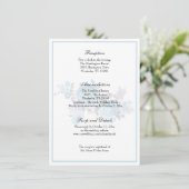 Elegant Classic Blue Floral Wedding Reception Kaart (Staand voorkant)