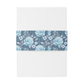 Elegant Classic Blue Navy Floral Waterverf Roos Uitnodigingen Wikkel (Achterkant Voorbeeld)