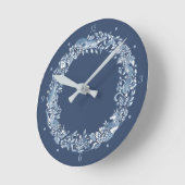Elegant Classic Blue & White Animal Wreatft Ronde Klok (Hoek)