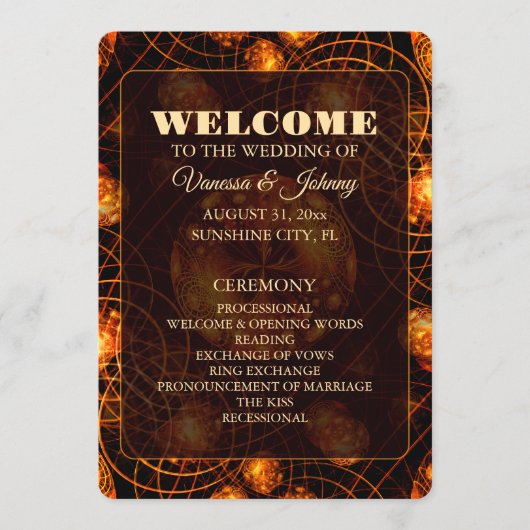 Elegant Classic Boho Modern Gold #901 Wedding Programmakaart (Voorkant)