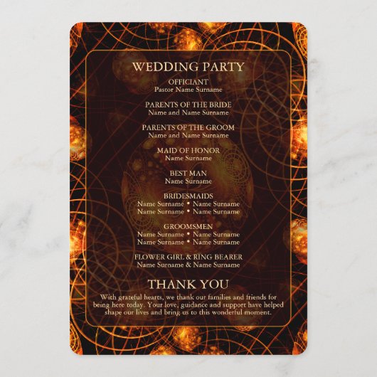 Elegant Classic Boho Modern Gold #901 Wedding Programmakaart (Achterkant)