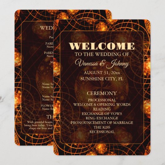 Elegant Classic Boho Modern Gold #901 Wedding Programmakaart (Voorkant / Achterkant)