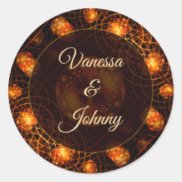 Elegant Classic Boho Modern Gold #901 Wedding Ronde Sticker