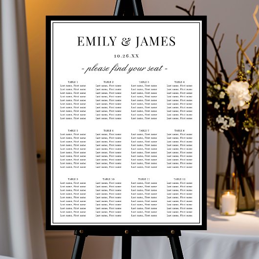 Elegant Classic Border Wedding Seating Chart Poster