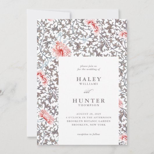 Elegant Classic  Botanical Wedding Kaart (Voorkant)