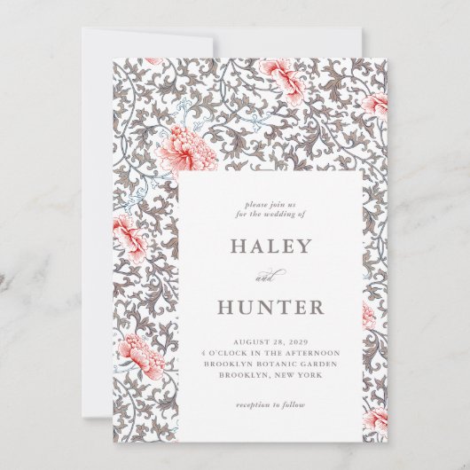 Elegant Classic Botanical Wedding Kaart (Voorkant)