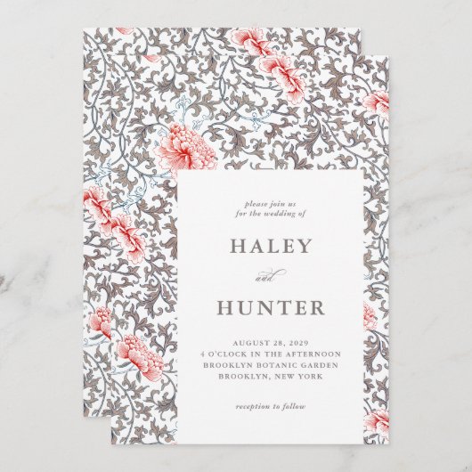 Elegant Classic  Botanical Wedding Kaart (Voorkant / Achterkant)