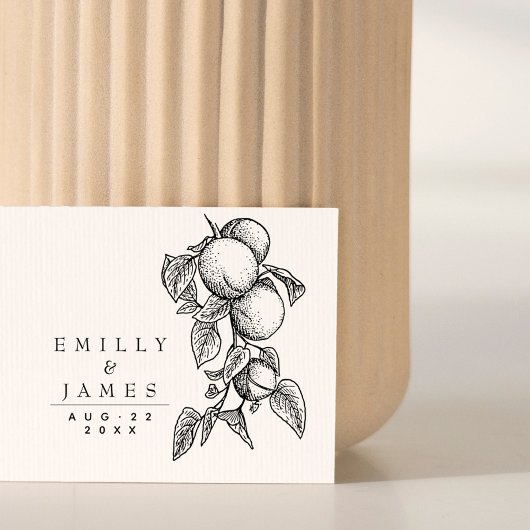 Elegant Classic Botanische Sinaasappels Bruiloft Rubberstempel