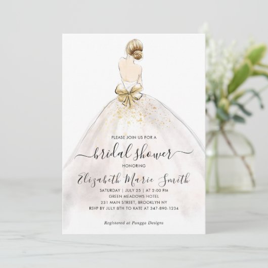 Elegant Classic Bruid Trouwjurk Vrijgezellenfeest Kaart (Staand voorkant)