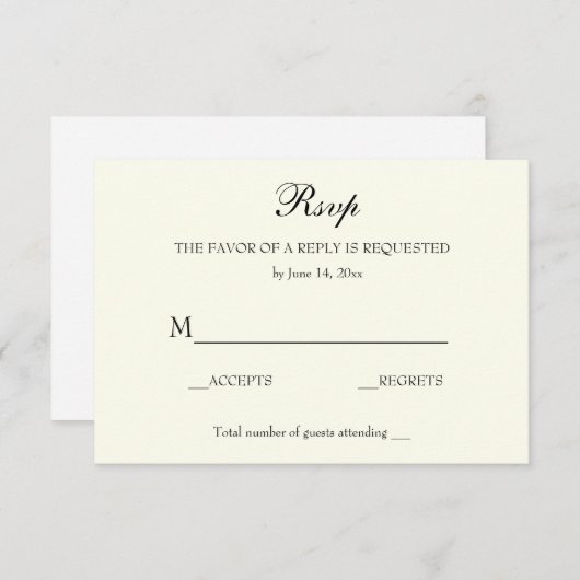 Elegant Classic Bruiloft RSVP (Voorkant / Achterkant)