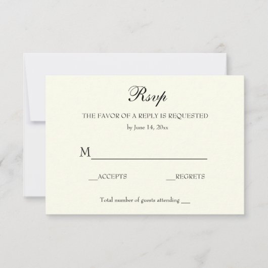  Elegant Classic Bruiloft RSVP Kaartje (Voorkant)