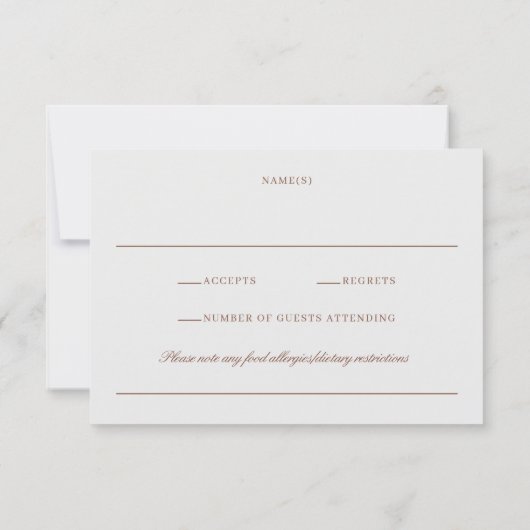 Elegant Classic Bruin & Ecru Bruiloft Crest RSVP (Achterkant)