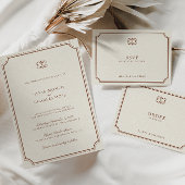Elegant Classic Bruin & Ecru Bruiloft Crest RSVP Kaartje