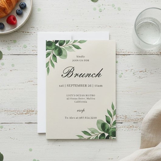 Elegant Classic Brunch Invitation Feestdagenkaart