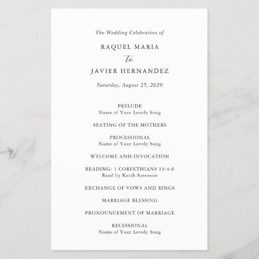 Elegant Classic Budget Wedding Program Flyer (Voorkant)