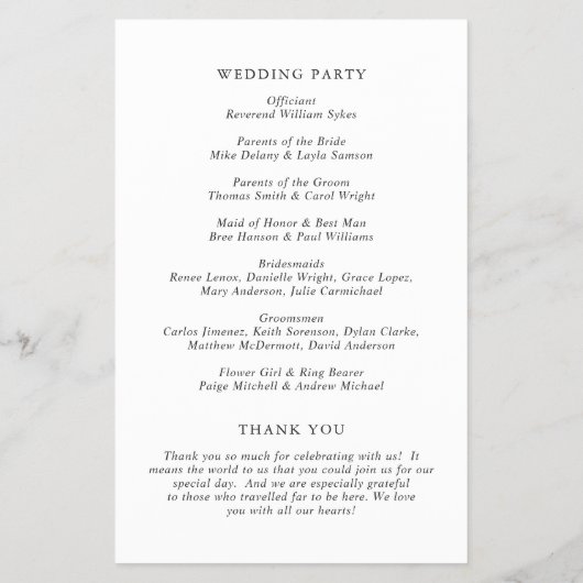 Elegant Classic Budget Wedding Program Flyer (Achterkant)