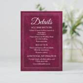 Elegant Classic Burgundy Berry Wedding Details Informatiekaartje (Staand voorkant)