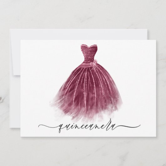 Elegant Classic Burgundy Dress Quinceanera Kaart (Voorkant)