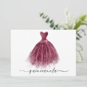 Elegant Classic Burgundy Dress Quinceanera Kaart (Staand voorkant)