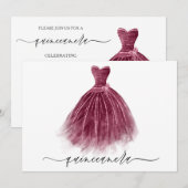 Elegant Classic Burgundy Dress Quinceanera Kaart (Voorkant / Achterkant)