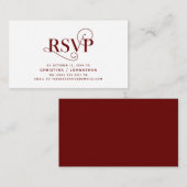 Elegant Classic, Burgundy font, RSVP antwoord Informatiekaartje (Voorkant / Achterkant)