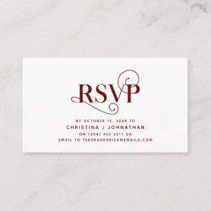 Elegant Classic, Burgundy font, RSVP antwoord Informatiekaartje