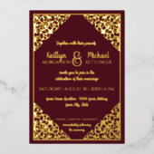 Elegant Classic  Burgundy Gold Foil Weddenschap Folie Uitnodiging (Voorkant)