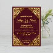 Elegant Classic  Burgundy Gold Foil Weddenschap Folie Uitnodiging (Staand Voorkant)