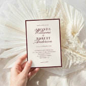 Elegant Classic Burgundy Old Money Wedding Kaart
