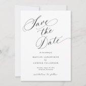 Elegant Classic Calligraphy Formal Wedding Save The Date (Voorkant)
