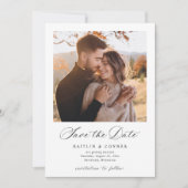 Elegant Classic Calligraphy Photo Wedding Save The Date (Voorkant)