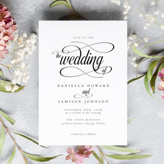 Elegant Classic Calligraphy Script Wedding Kaart