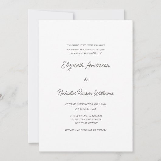 elegant classic calligraphy scripted wedding kaart (Voorkant)