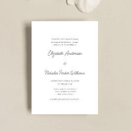 elegant classic calligraphy scripted wedding  kaart